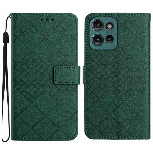Moto G Power 2025 Rhombic Grid Texture Leather Phone Case - Green