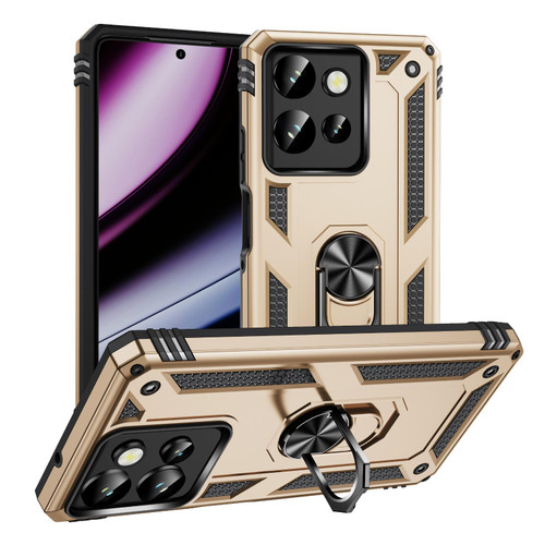 Moto G Power 2025 Shockproof TPU + PC Phone Case with Holder - Gold