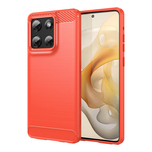 Moto G Stylus 2025 Carbon Fiber Brushed Texture TPU Phone Case - Red
