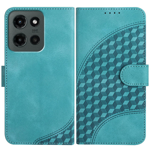 Moto G Stylus 2025 Elephant Head Embossed Phone Leather Case with Lanyard - Light Blue