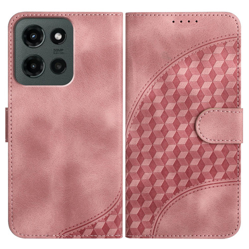 Moto G Stylus 2025 Elephant Head Embossed Phone Leather Case with Lanyard - Pink