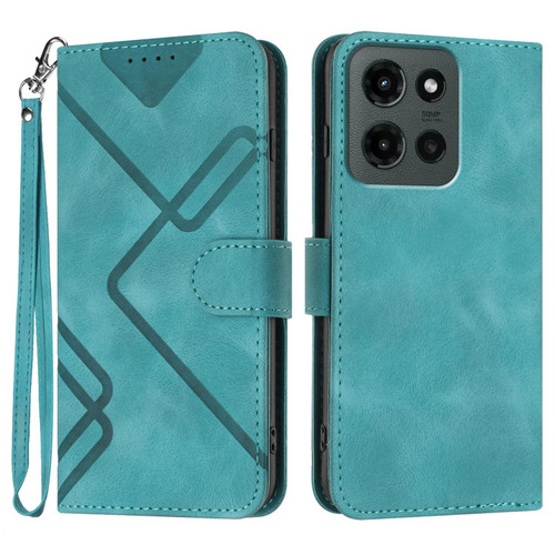 Moto G Stylus 2025 Line Pattern Skin Feel Leather Phone Case - Light Blue