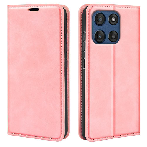 Moto G Stylus 2025 Retro-skin Magnetic Suction Leather Phone Case - Pink