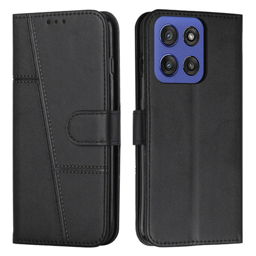 Moto G Stylus 2025 Stitching Calf Texture Buckle Leather Phone Case - Black