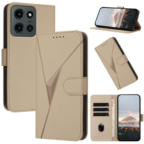 Moto G Stylus 2025 Triangle Pattern Buckle Clasp Leather Phone Case - Gold