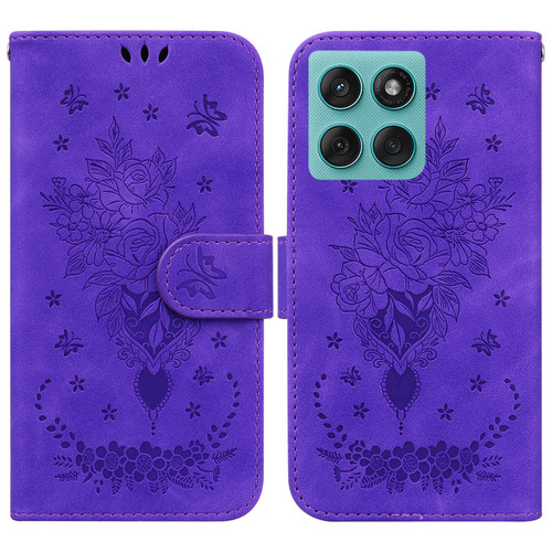 Motorola Edge 2025 Butterfly Rose Embossed Leather Phone Case - Purple