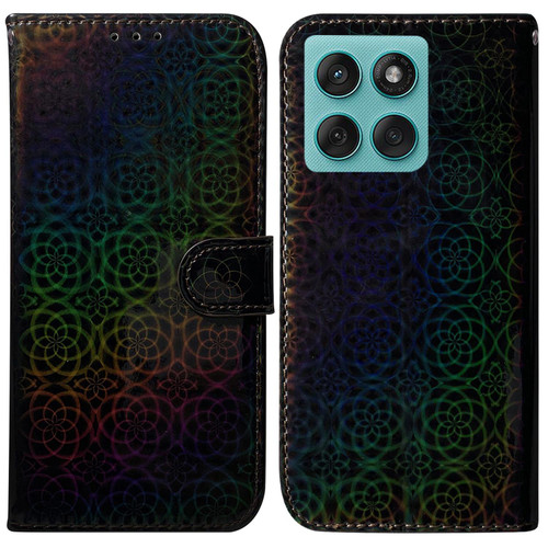 Motorola Edge 2025 Colorful Magnetic Buckle Leather Phone Case - Black