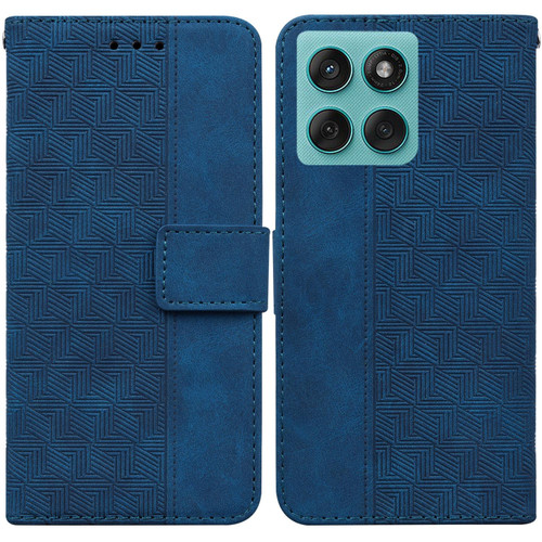 Motorola Edge 2025 Geometric Embossed Leather Phone Case - Blue