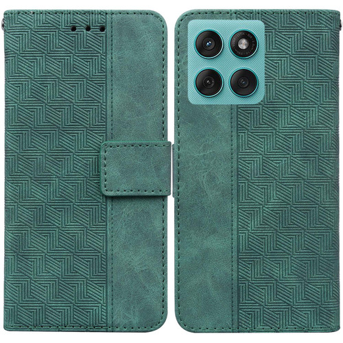 Motorola Edge 2025 Geometric Embossed Leather Phone Case - Green