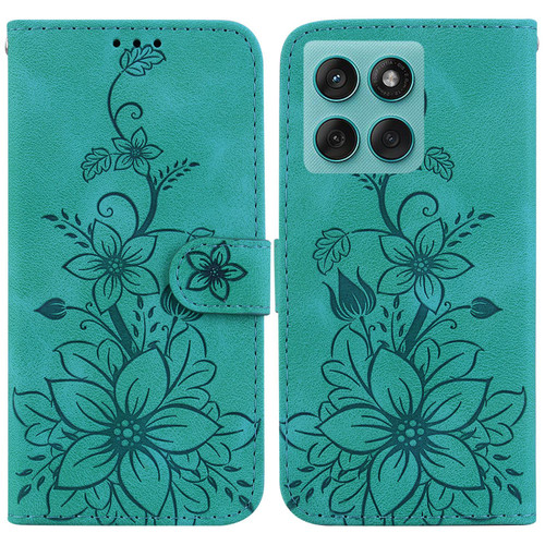 Motorola Edge 2025 Lily Embossed Leather Phone Case - Green