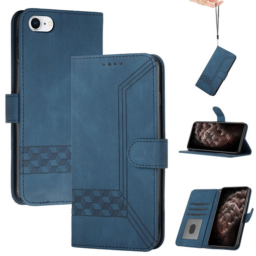 iPhone 7 / 8 / SE 2020 / SE 2022 Cubic Skin Feel Flip Leather Phone Case - Blue