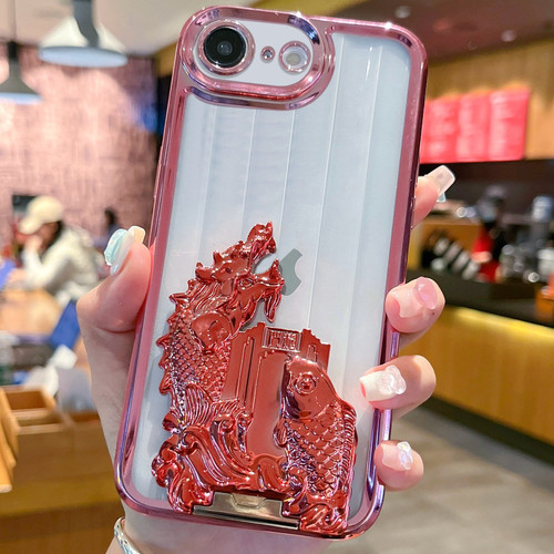 iPhone 7 / 8 / SE 2020 / SE 2022 Electroplated Carp Leaping Dragon Gate Pattern TPU Phone Case - Red