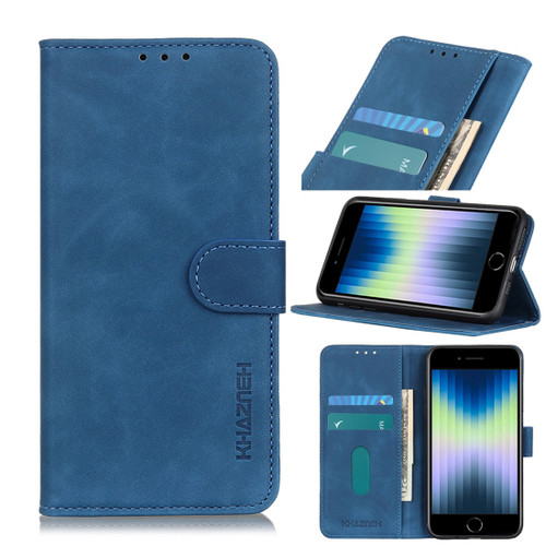 iPhone 7 / 8 / SE 2020 / SE 2022 Retro Texture PU + TPU Horizontal Flip Leather Case with Holder & Card Slots & Wallet - Blue