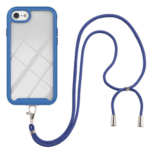 iPhone 7 / 8 / SE 2020 / SE 2022 Starry Sky Solid Color Series Shockproof PC + TPU Protective Case with Neck Strap - Blue