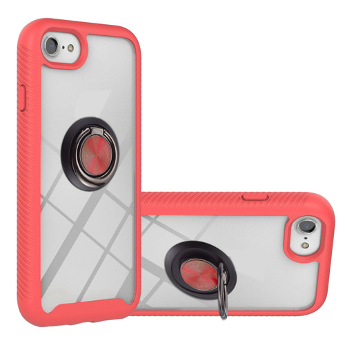 iPhone 7 / 8 / SE 2020 / SE 2022 Starry Sky Solid Color Series Shockproof PC + TPU Protective Case with Ring Holder & Magnetic Function - Red