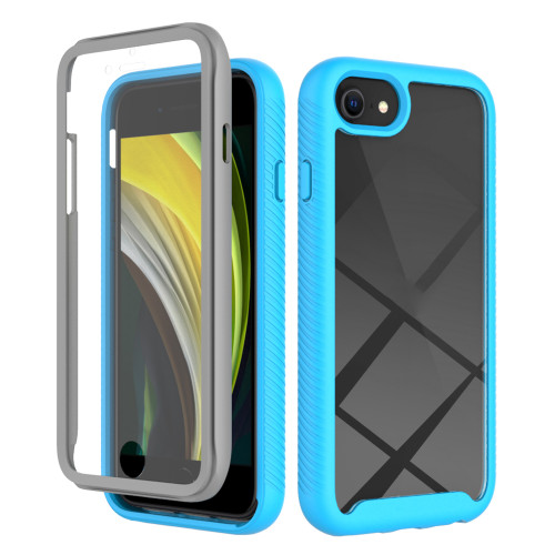 iPhone 7 / 8 / SE 2020 / SE 2022 Starry Sky Solid Color Series Shockproof PC + TPU Case with PET Film - Sky Blue