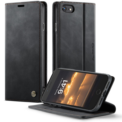 iPhone 7 / 8 / SE 2020 / SE 2022 CaseMe 033 Calf Leather Lining Microfibre RFID Blocking Phone Case - Black