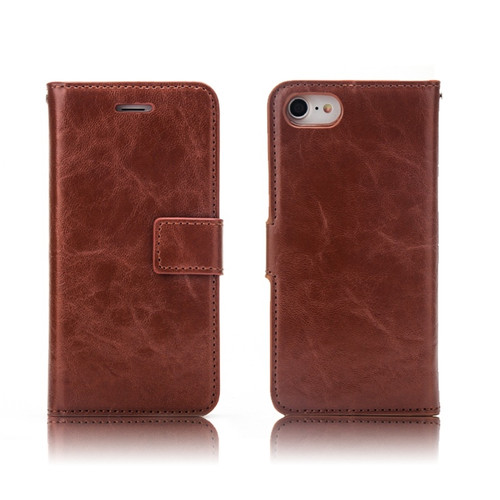 iPhone 7 / 8 / SE 2020 / SE 2022 Crazy Horse Texture Detachable Magnetic Back Cover Horizontal Flip Leather Case with Holder & Card Slots & Photo Frame & Wallet - Brown