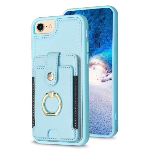 iPhone 7 / 8 / SE 2020 / SE 2022 BF27 Metal Ring Card Bag Holder Phone Case - Blue