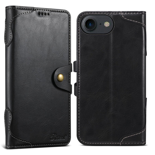 iPhone 7 / 8 / SE 2020 / SE 2022 Suteni Q-03 Oil Wax Magnetic Clasp Leather Phone Case - Black