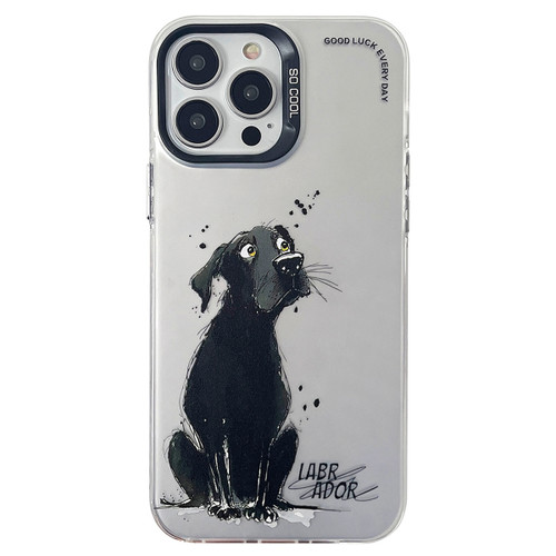 iPhone 12 Pro Max Double Layer Color Silver Series Animal Oil Painting Phone Case - Labrador
