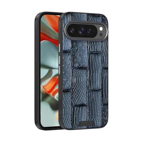 Google Pixel 10 / 10 Pro ABEEL Beast Pattern 6D Micro-Embossed MagSafe Genuine Leather Phone Case - Blue