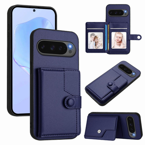 Google Pixel 10 / 10 Pro Button Card Bag RFID Anti-theft Phone Case - Blue
