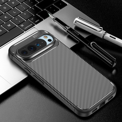 Google Pixel 10 / 10 Pro Carbon Fiber Texture Shockproof TPU Phone Case - Black