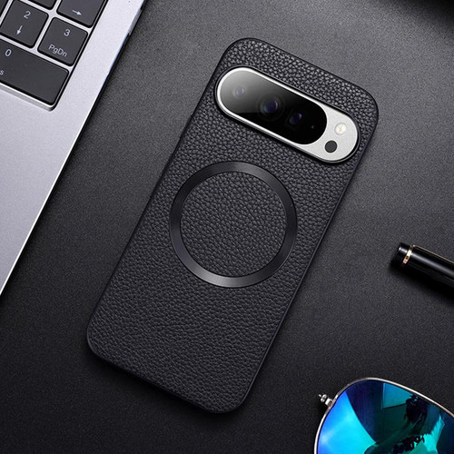 Google Pixel 10 / 10 Pro CD Magsafe Magnetic Litchi Texture Phone Case - Black