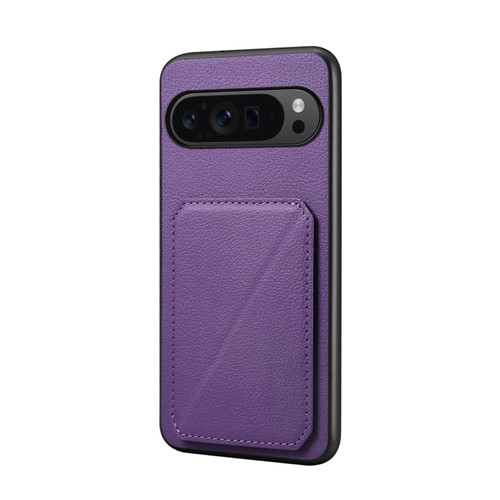 Google Pixel 10 / 10 Pro D04 Calf Texture Dual Card Slot Holder Phone Case - Purple