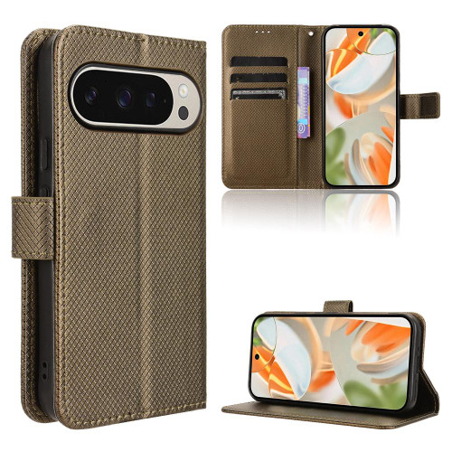 Google Pixel 10 / 10 Pro Diamond Texture Leather Phone Case - Brown
