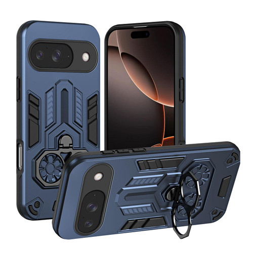 Google Pixel 10 / 10 Pro Double-Ring Holder PC Hybrid TPU Phone Case - Ocean Blue