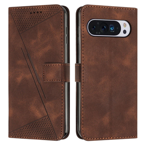 Google Pixel 10 / 10 Pro Dream Triangle Leather Phone Case with Lanyard - Brown