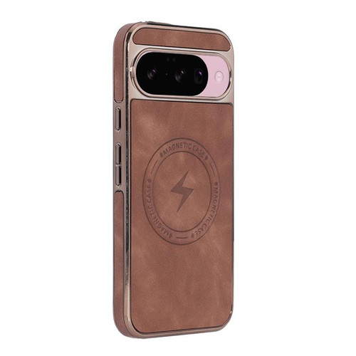 Google Pixel 10 / 10 Pro Electroplated PC Sheepskin Invisible Magnetic MagSafe Phone Case - Brown