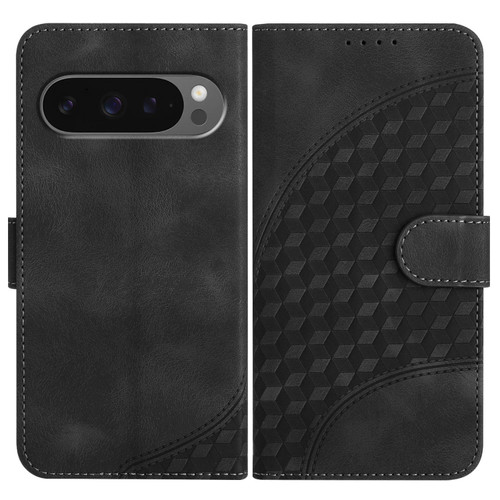 Google Pixel 10 / 10 Pro Elephant Head Embossed Phone Leather Case with Lanyard - Black