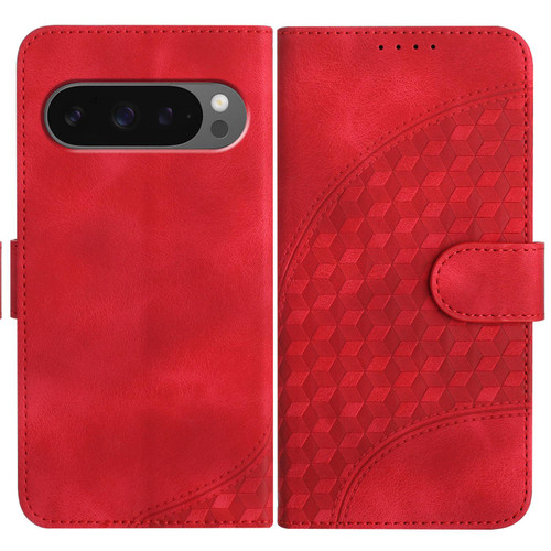 Google Pixel 10 / 10 Pro Elephant Head Embossed Phone Leather Case with Lanyard - Red