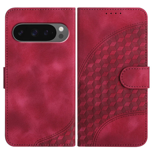 Google Pixel 10 / 10 Pro Elephant Head Embossed Phone Leather Case with Lanyard - Rose Red