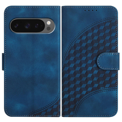 Google Pixel 10 / 10 Pro Elephant Head Embossed Phone Leather Case with Lanyard - Royal Blue