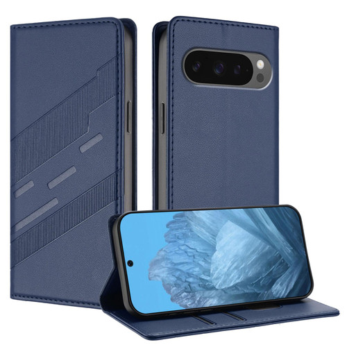 Google Pixel 10 / 10 Pro Embossed Multi-functional Wallet Retro Leather Phone Case - Dark Blue