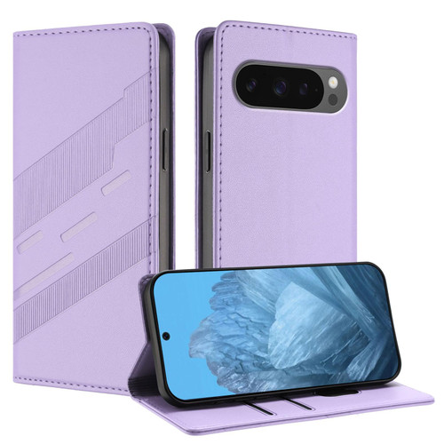 Google Pixel 10 / 10 Pro Embossed Multi-functional Wallet Retro Leather Phone Case - Light Purple