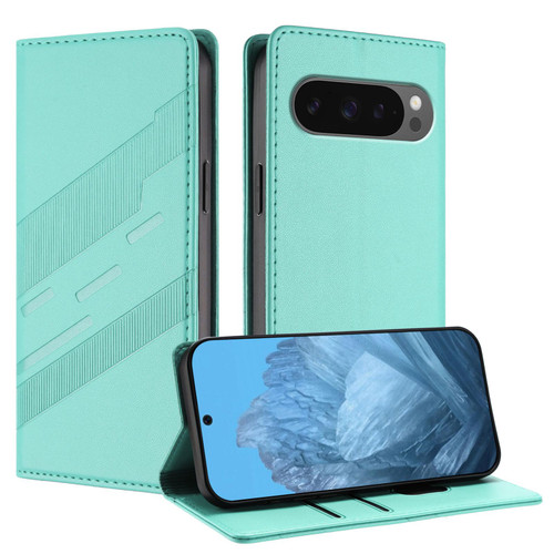 Google Pixel 10 / 10 Pro Embossed Multi-functional Wallet Retro Leather Phone Case - Mint Green
