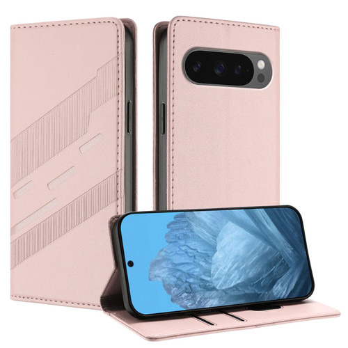 Google Pixel 10 / 10 Pro Embossed Multi-functional Wallet Retro Leather Phone Case - Pink