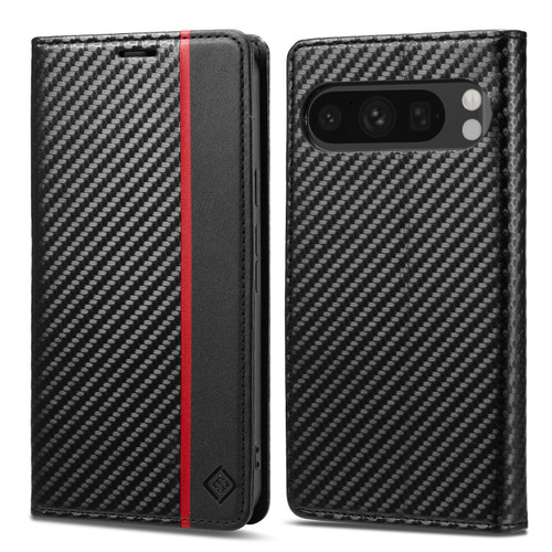 Google Pixel 10 / 10 Pro LC.IMEEKE Carbon Fiber Leather Phone Case - Vertical Black