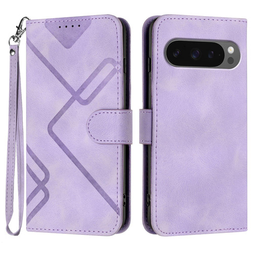 Google Pixel 10 / 10 Pro Line Pattern Skin Feel Leather Phone Case - Light Purple Google Pixel 10 / 10 Pro Line Pattern Skin Feel Leather Phone Case - Light Purple