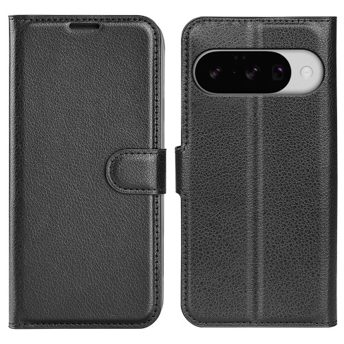 Google Pixel 10 / 10 Pro Litchi Texture Horizontal Flip Leather Phone Case with Holder - Black