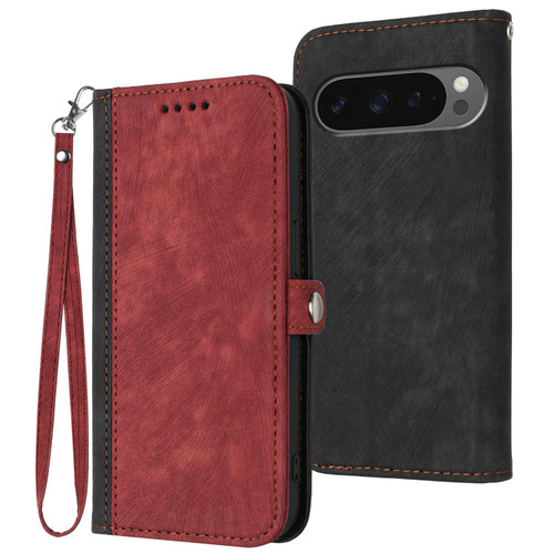 Google Pixel 10 / 10 Pro Side Buckle Double Fold Hand Strap Leather Phone Case - Red