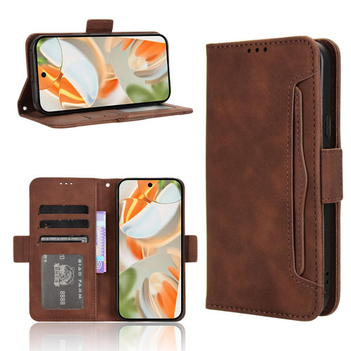 Google Pixel 10 / 10 Pro Skin Feel Calf Texture Card Slots Leather Phone Case - Brown