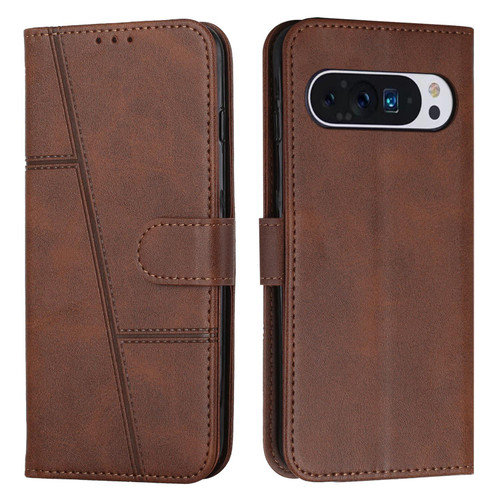 Google Pixel 10 / 10 Pro Stitching Calf Texture Buckle Leather Phone Case - Brown
