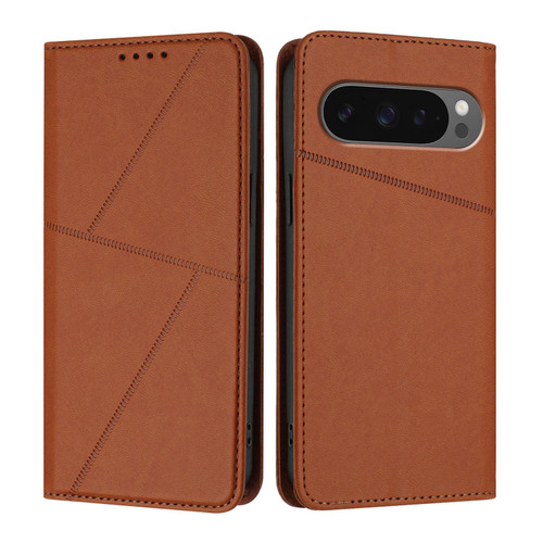 Google Pixel 10 / 10 Pro Strong Magnetic Frosted Flip Leather Phone Case - Coffee Color
