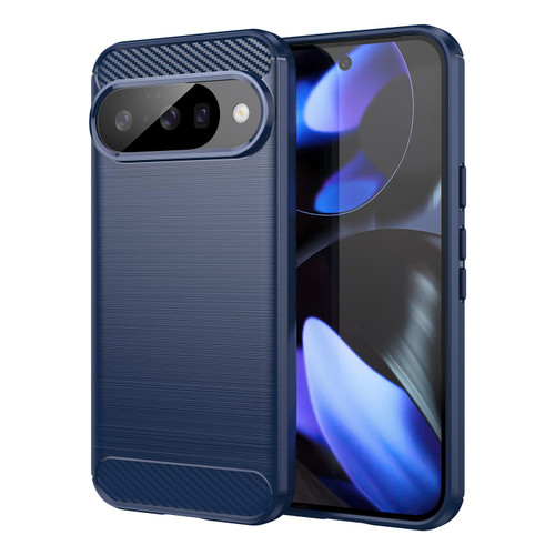 Google Pixel 10 Carbon Fiber Brushed Texture TPU Phone Case - Blue Google Pixel 10 Carbon Fiber Brushed Texture TPU Phone Case - Blue